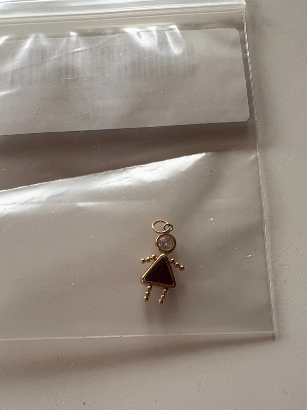 Dark Red January Girl Birthstone Charm - Gold Tone